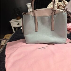 Kate Spade Pastel Blue and White Satchel with protective bag.